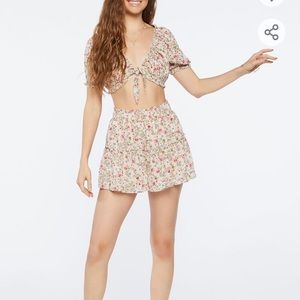 Floral Print Crop Top & Mini Skirt Set